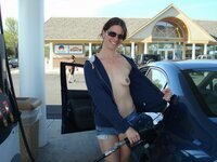 American woman flashed outdoors