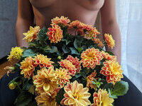 Fun and flowers 30yo wife teasing