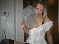 Kinky mature milf drinking her own pee