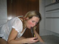 Kinky mature milf drinking her own pee