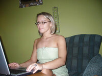Nerdy blond wife sucking dick