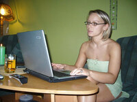 Nerdy blond wife sucking dick