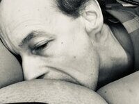 Michel dube full naked holding his ID card and pussy licking