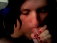Cute teen Megan sucking big cock and gets face glazed