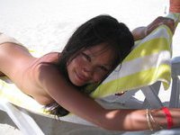 Young asian girlfriend at beach