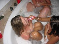 Chicks taking a bath