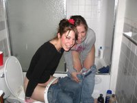 Hot babes in the toilet