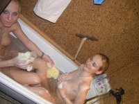 Lesbians taking a bath together
