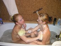 Lesbians taking a bath together