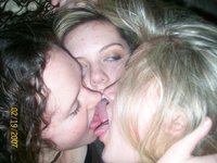 College girls kissing on the lips