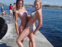 Horny beach girls in action