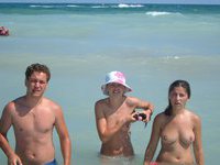 Topless girls on the beach