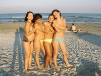 College girls on the beach