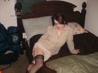 Solo nerdy babe stripping