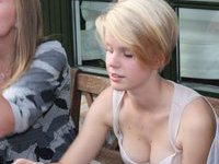 Girls showing off cleavage