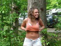 Topless babes in the woods