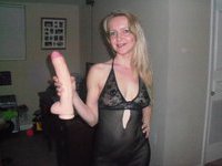 Slutty wife playing with huge dildo