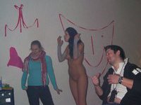 Party girl Valentine strips and have bodypainting