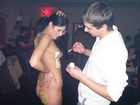 Party girl Valentine strips and have bodypainting