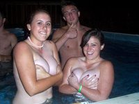 Nude babes in the pool