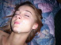 Cum is on her face