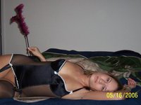 Adorable blonde in sexy stockings