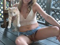 Gorgeous pussy posing outdoors
