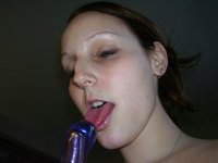 Purple dildo for her cunt