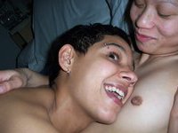 Lusty lesbians kissing and touching