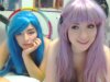 Cutesy anime babes getting naked for the cam