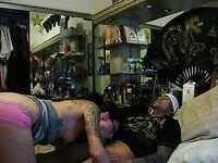 Horny Mexican dude bangs tattooed slut