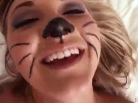 Play 'Girl with cat make-up gets hard fuck and cum on face'