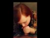 Redhead babe sucks cock and gets cum in her mouth