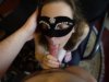 Girl in mask sucks cock and has doggy style sex