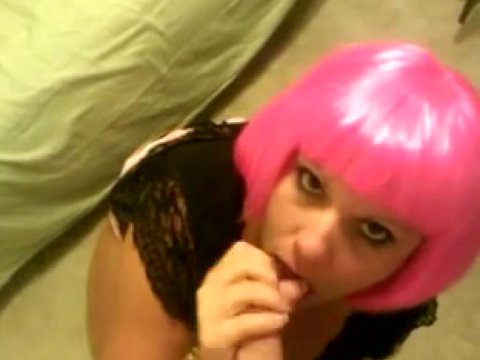 Play 'Pink-haired MILF sucks cock and gets cum on face'