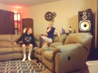 Blonde sucks cock and has sex in the living room