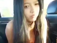 Asian teen sucks cock in the car POV