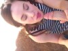 Blowjob from a cute brunette outdoors