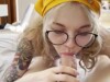 POV blowjob from petite stepsister and cum on glasses