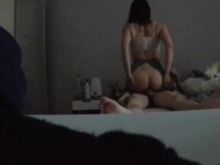 Brunette with a tight ass rides my dick