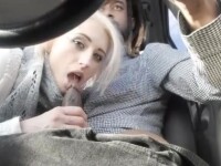 Blonde bitch sucks BBC in the car