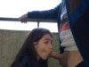 Blowjob on the balcony from petite girlfriend