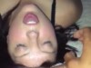 Cum on the face of a juicy brunette