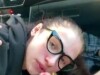 Young brunette with glasses and POV blowjob in the car