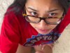 Busty cute bitch sucks cock POV