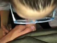 Cutie in glasses and amateur POV blowjob