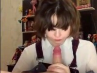 Petite young brunette and gentle POV blowjob