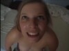 Obedient slut takes every drop of my hot cum on her tongue