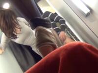 Shy girl gets rough sex in tight locker room