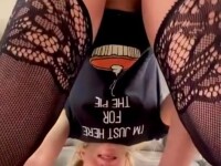 Hot blonde spreads her legs and begs for rough doggy style
